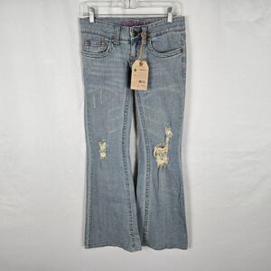 Hydraulic Jeans Women's 1/2 Blue Light Wash Super Low Metro Distressed